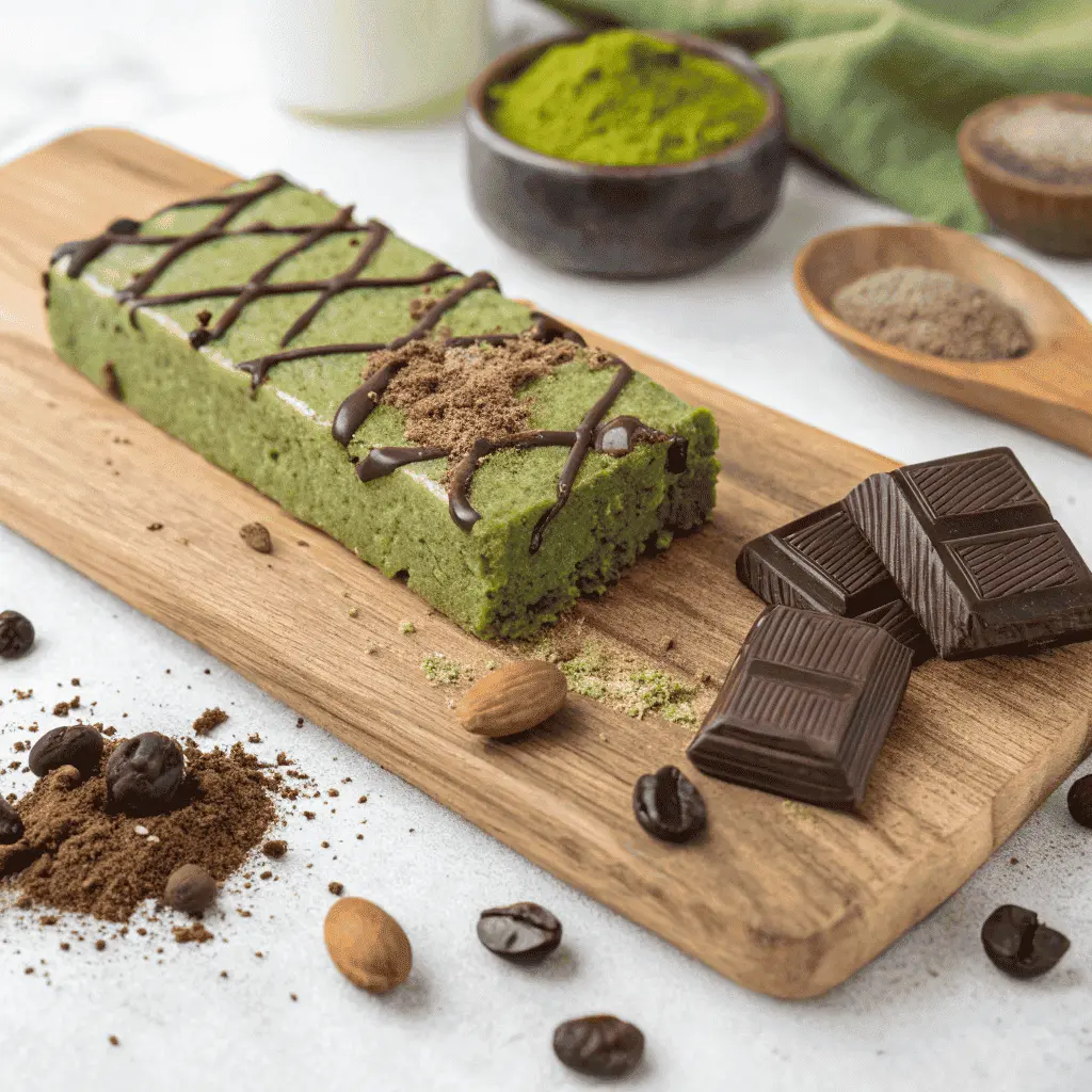 Vegan chocolate matcha energy bars