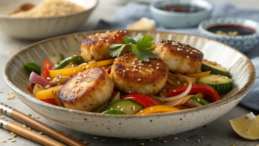 Fishcakes and Scallops Stir Fry Recipe