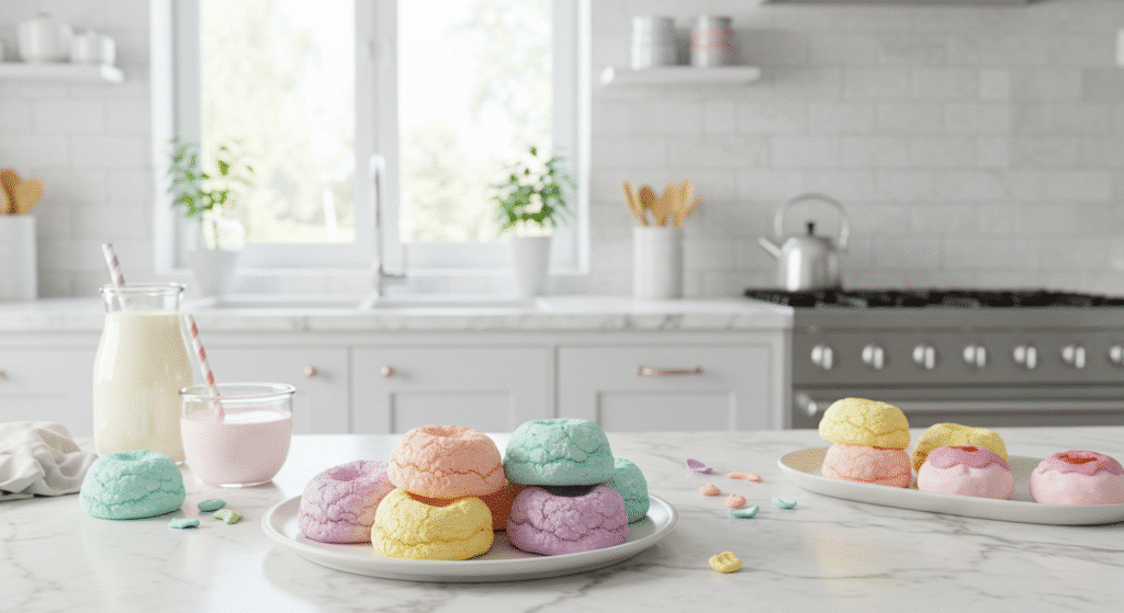 Mini cloud bread desserts in colorful presentation