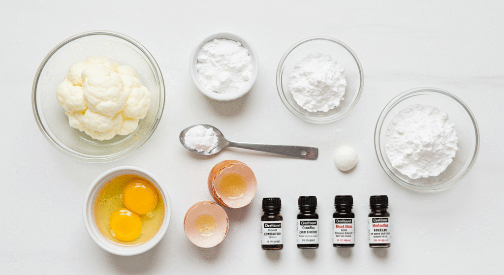 Mini cloud bread dessert ingredients laid out
